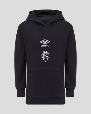 Rangers Juniors caviar hoodie with Umbro logo and club crest on the chest and a front patch pocket