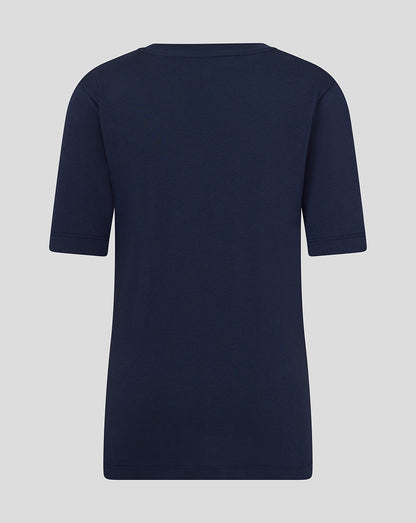 Back view of navy Preston Street Sign Tee with crew neck and short sleeves.