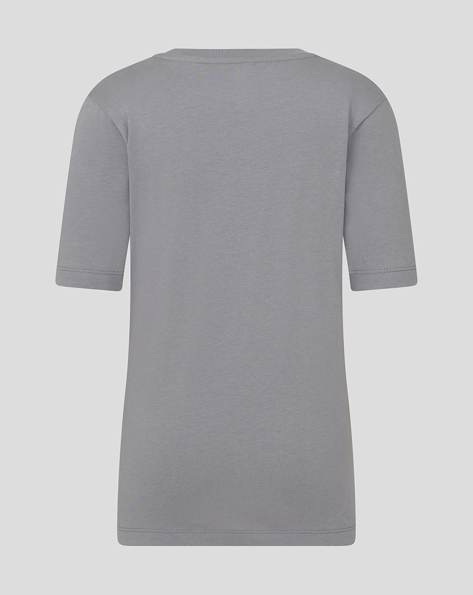 Back view of gray Preston North End junior table football tee showing plain back