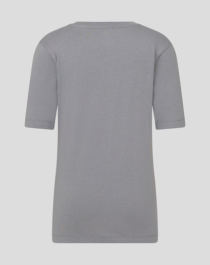 Back view of gray Preston North End junior table football tee showing plain back