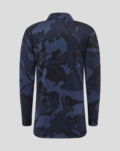 Back view of navy camouflage Rangers Junior quarter-zip jacket with collar