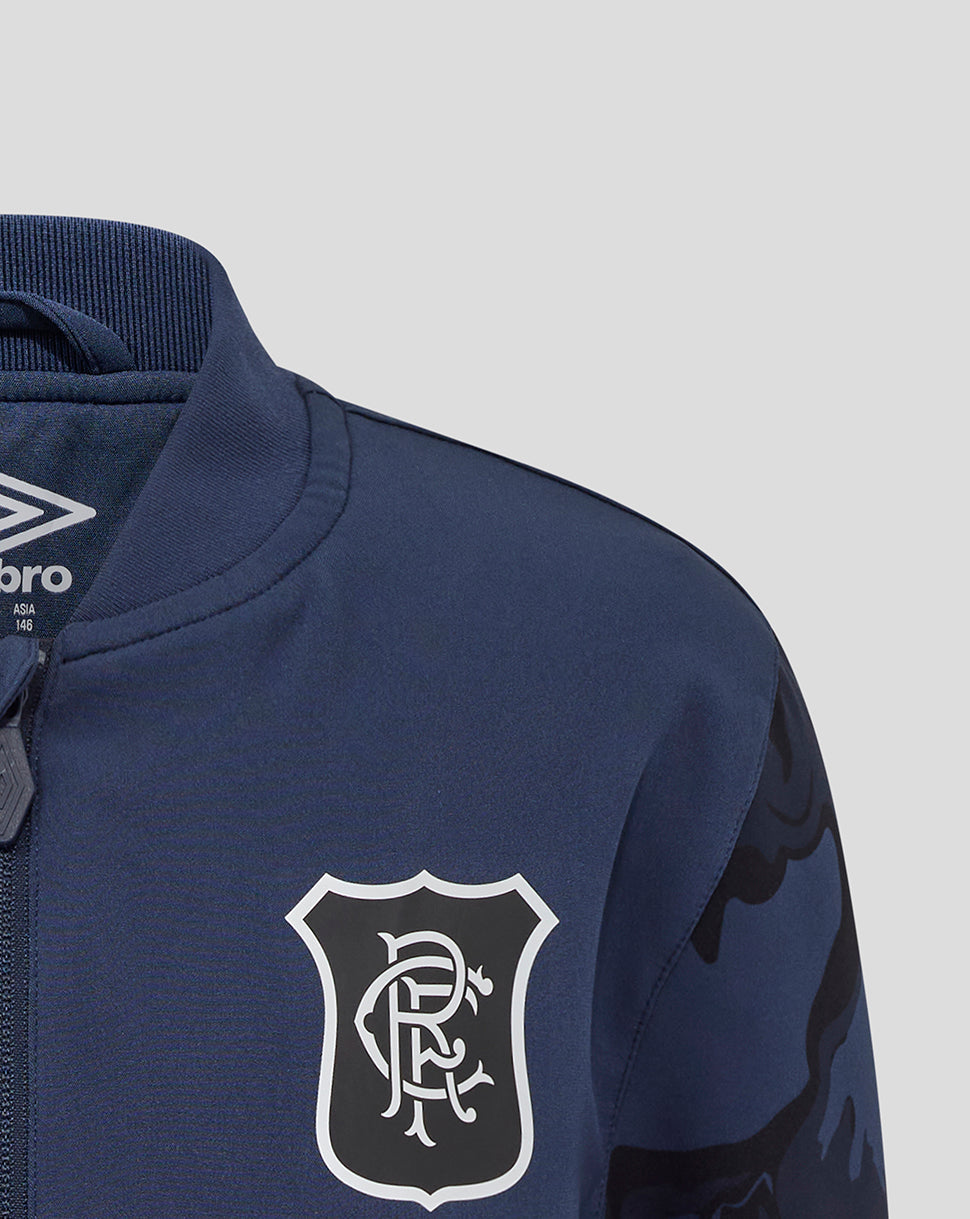 Rangers Junior navy jacket with club crest on the left chest and central front zip.