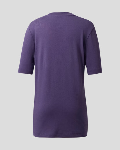 Back view of a purple Loganberry Everton FC junior T shirt with no visible logo
