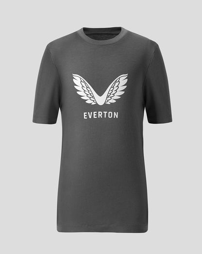 Dark gray Everton FC junior T shirt featuring white wing logo and EVERTON text