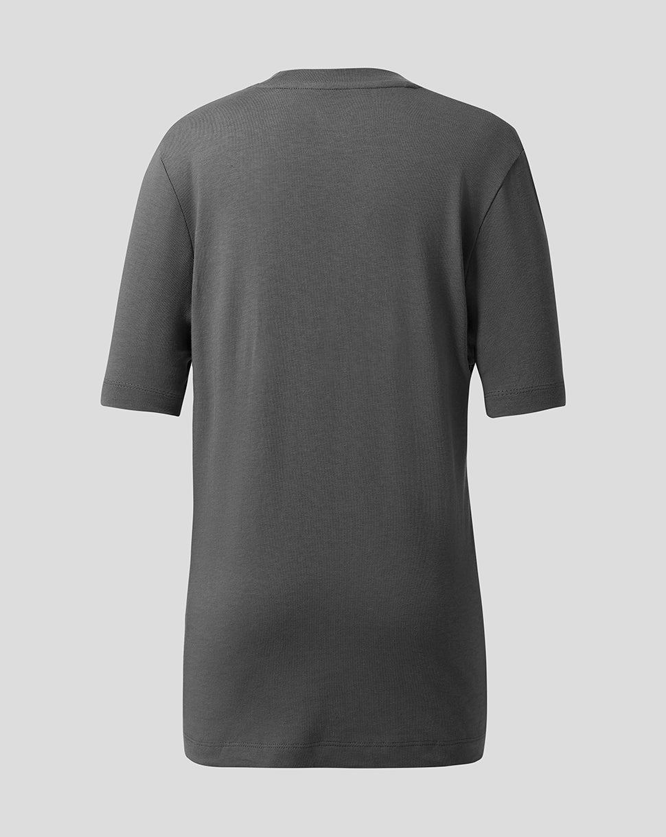 Back view of a dark grey Everton Junior 25/26 Presentation Logo T Shirt