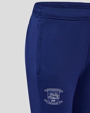 Blue Preston North End FC junior training knit pants with club crest on the leg.