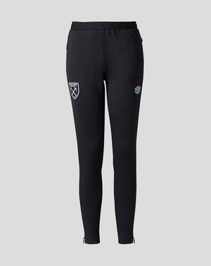 Front view of Spellbound black West Ham Junior 25/26 Pro Training Knit Pants with crest on the left thigh