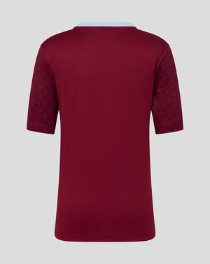 Back view of West Ham Junior Home shirt in maroon with light blue collar