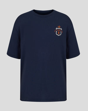 Navy Rangers junior tee with a scroll crest on the left chest