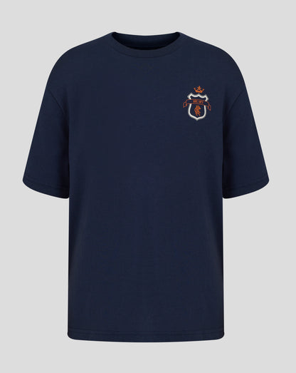 Navy Rangers junior tee with a scroll crest on the left chest