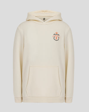 Cream Rangers hoodie with chest crest and front kangaroo pocket