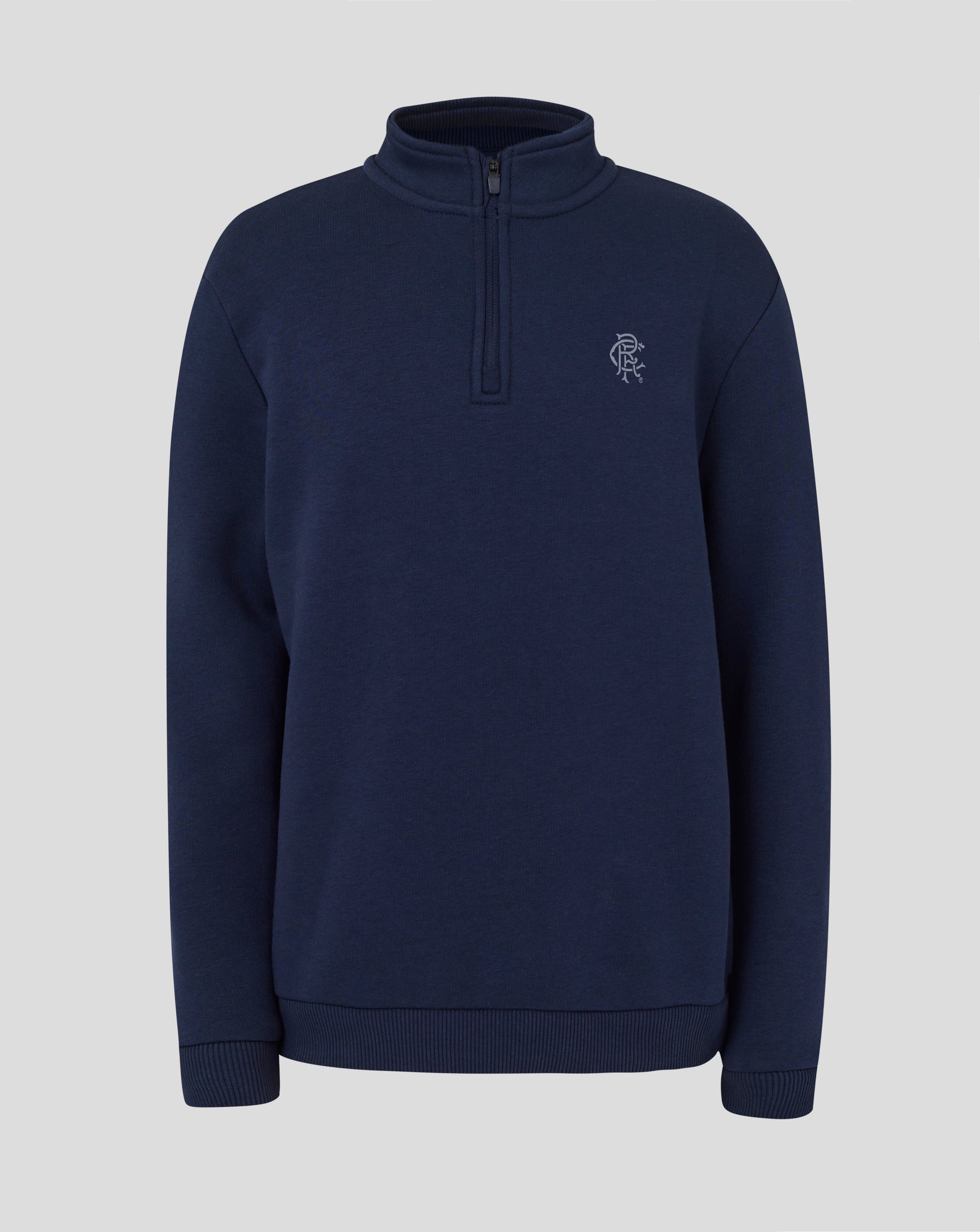 Navy Rangers Junior quarter zip top with stand collar and small left chest crest.