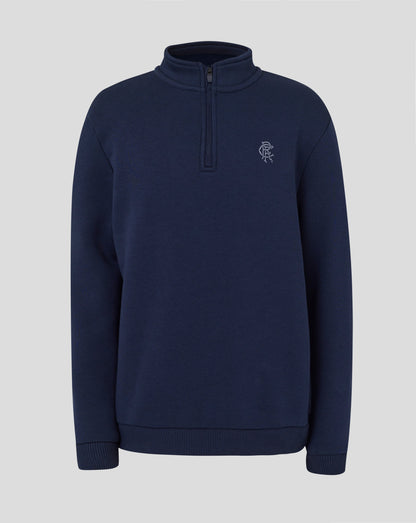 Navy Rangers Junior quarter zip top with stand collar and small left chest crest.