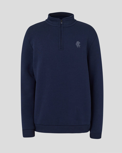 Navy Rangers Junior quarter zip top with stand collar and small left chest crest.