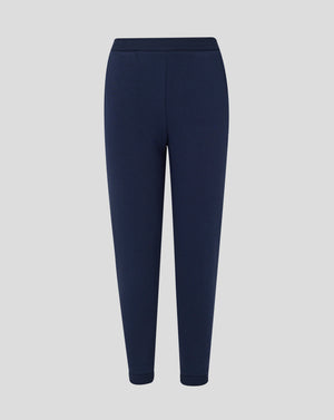 Full length navy Rangers joggers with ribbed cuffs and a crest on the left thigh