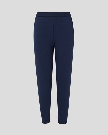 Full length navy Rangers joggers with ribbed cuffs and a crest on the left thigh