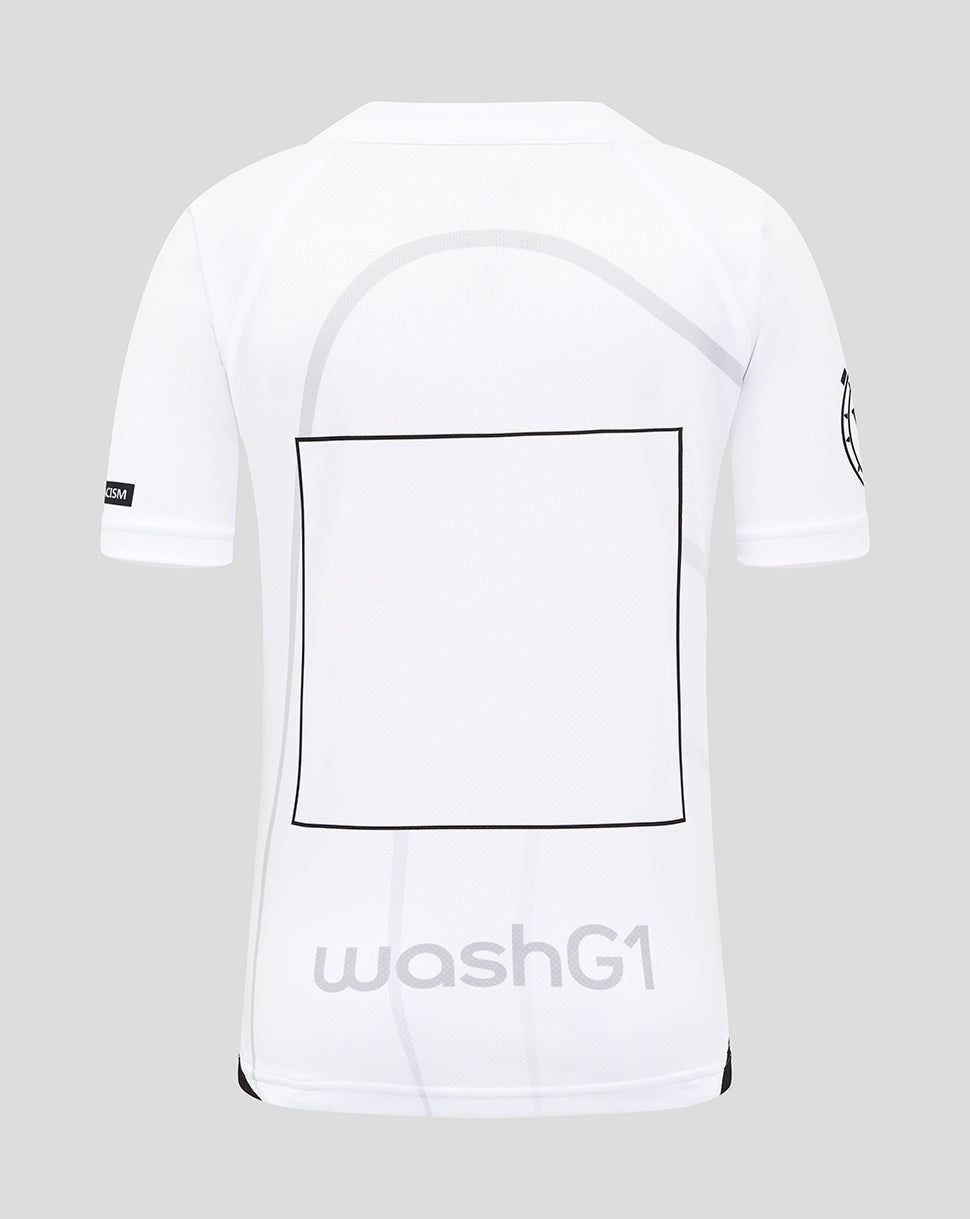 Back of Bath Rugby away shirt with a large square outline and washG1 branding