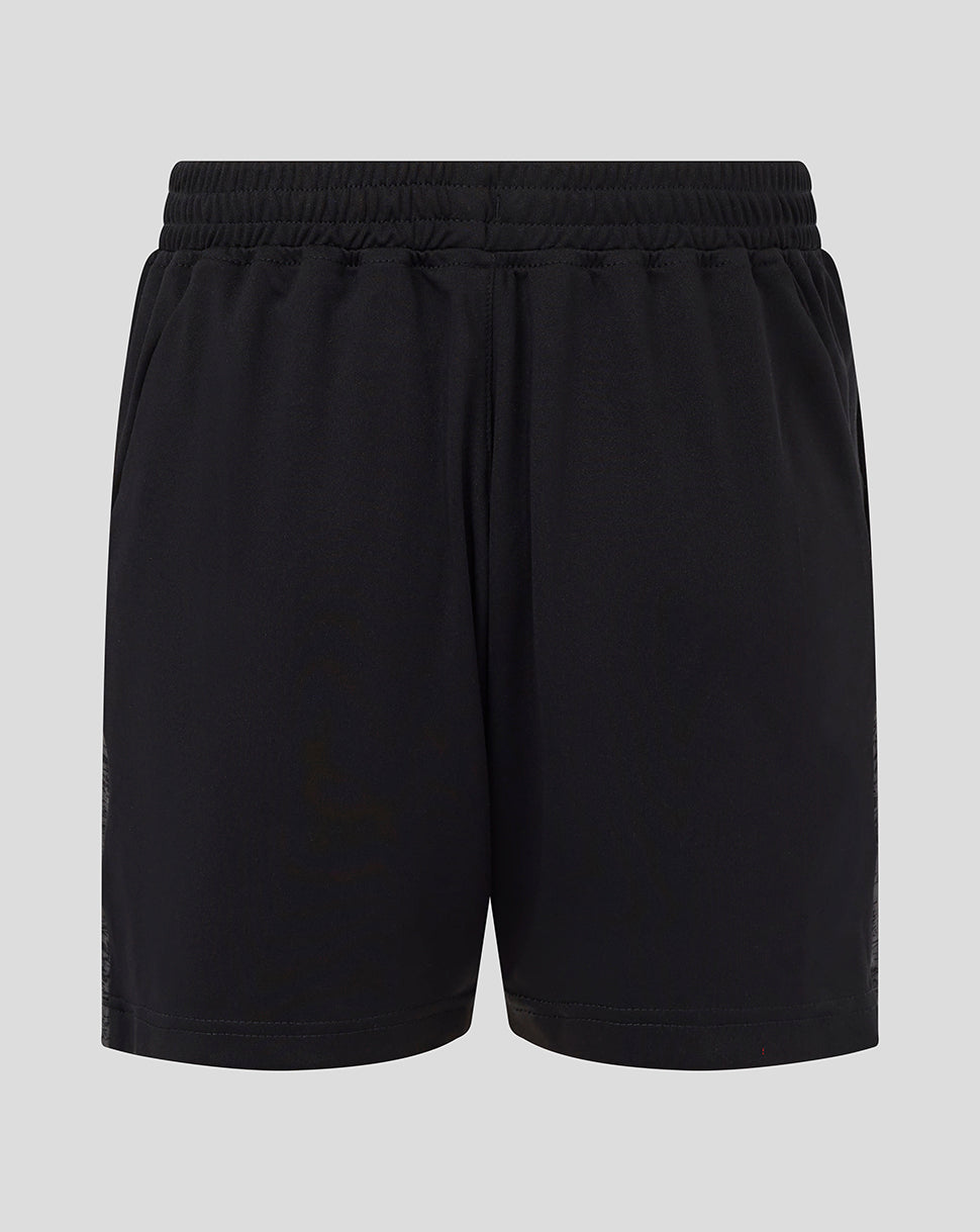 Back view of Bath Rugby Junior Training Knit Shorts in black with an elastic waistband.