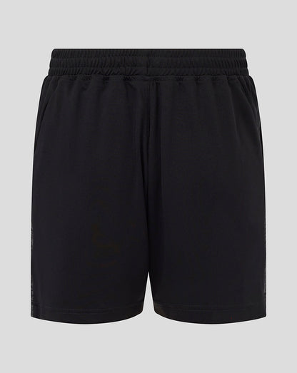 Back view of Bath Rugby Junior Training Knit Shorts in black with an elastic waistband.