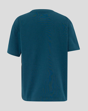 Back view of teal Reflecting Pond Junior England Rugby Travel Short Sleeve T Shirt