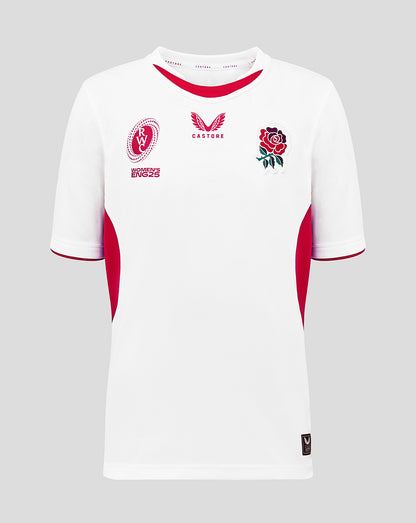 England Red Roses junior WRWC home shirt in white with red rose crest