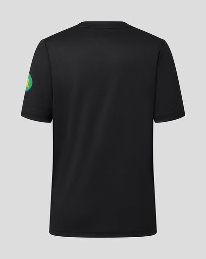 Back view of black Leicester Tigers Junior warm up T shirt