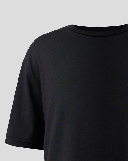Close-up of the large red TGR Haas Team back graphic on the black T shirt