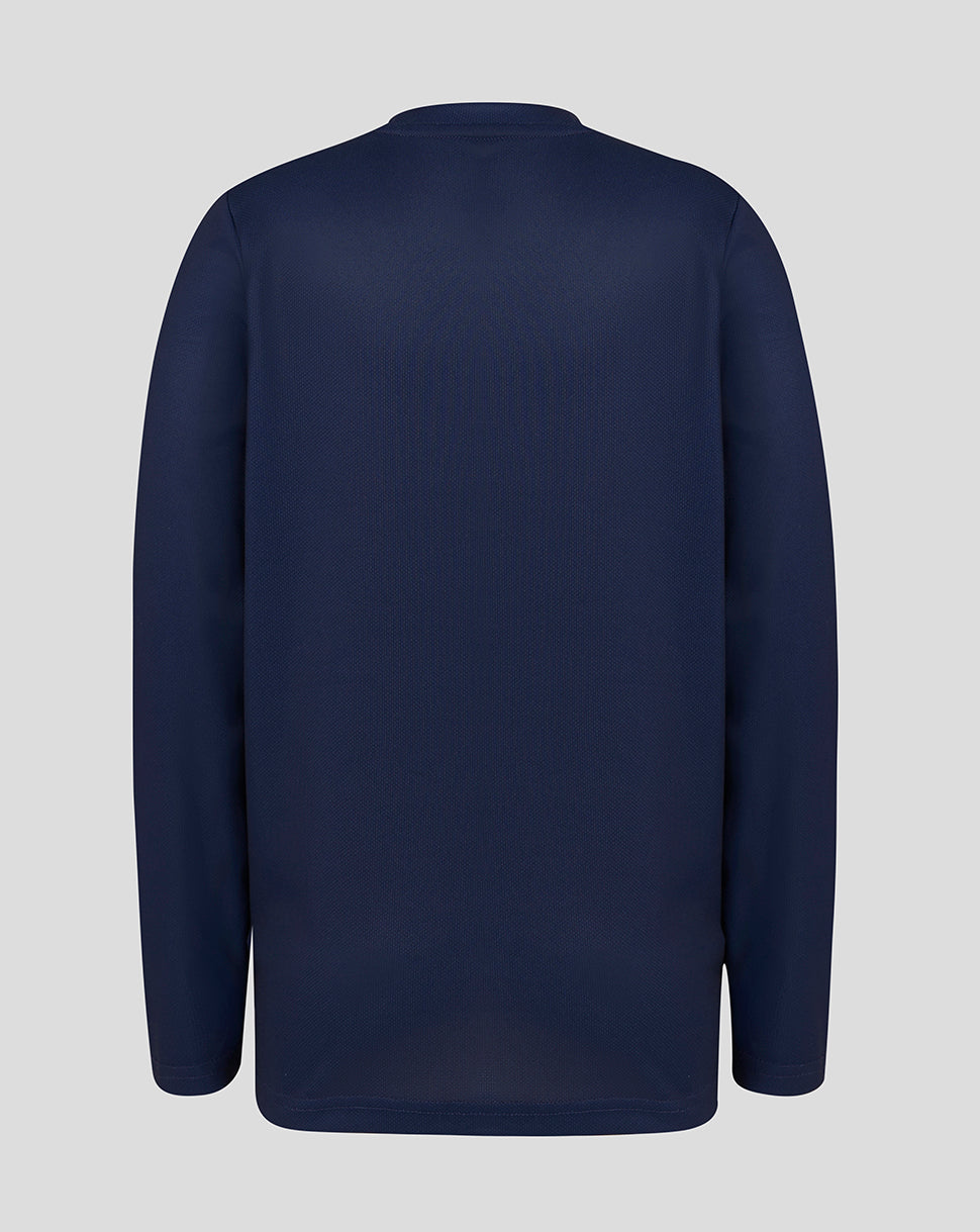 Navy blue sweatshirt on a light gray background