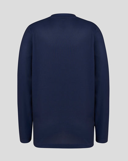 Navy blue sweatshirt on a light gray background