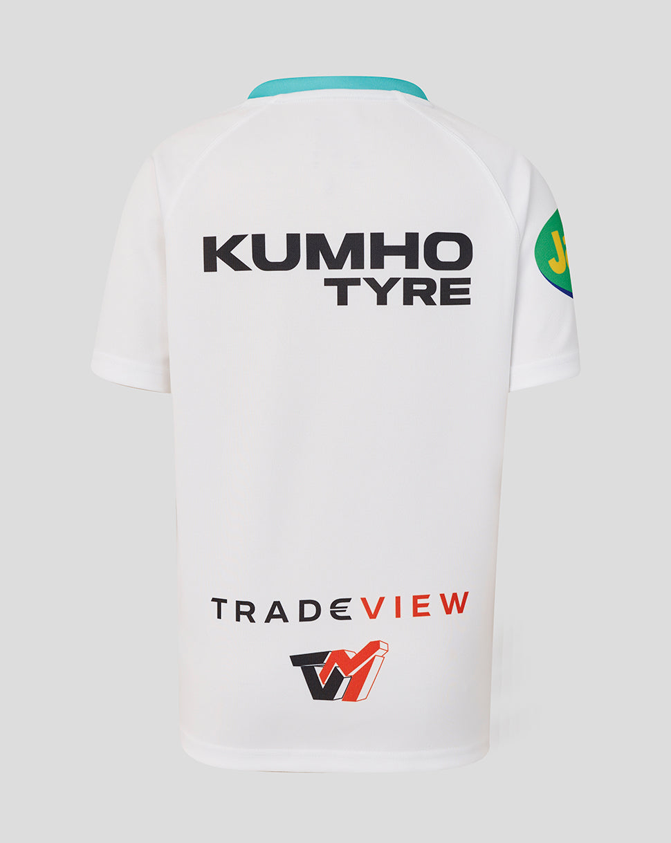 White shirt with Kumho Tyre, Trade View on a light gray background