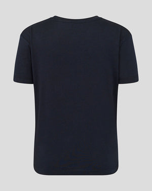 Back view of navy Leicester Tigers junior varsity short sleeve T shirt.