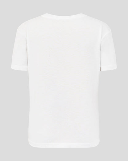 Back view of the white Leicester Tigers juniors varsity short sleeve T shirt with no front graphic