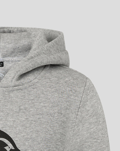 Grey Leicester Tigers Junior Varsity 1880 Hoodie close up of hood