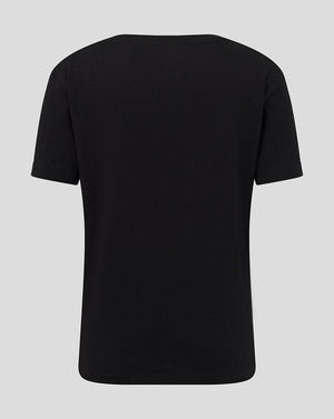 Back view of black Leicester Tigers Junior 25/26 Varsity 1880 short sleeve T shirt