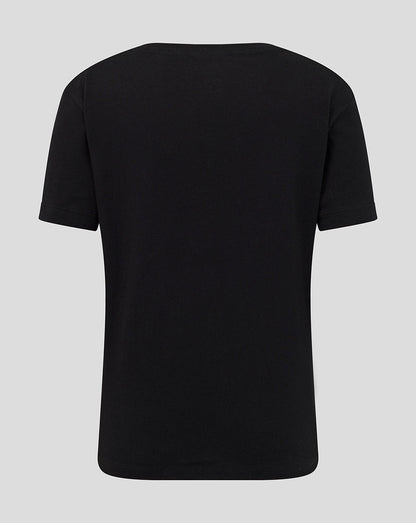 Back view of black Leicester Tigers Junior 25/26 Varsity 1880 short sleeve T shirt