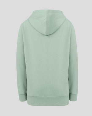 Back view of Aloe colored Hong Kong China Rugby Junior 2026 HK7s Big Wing Hoodie for kids.