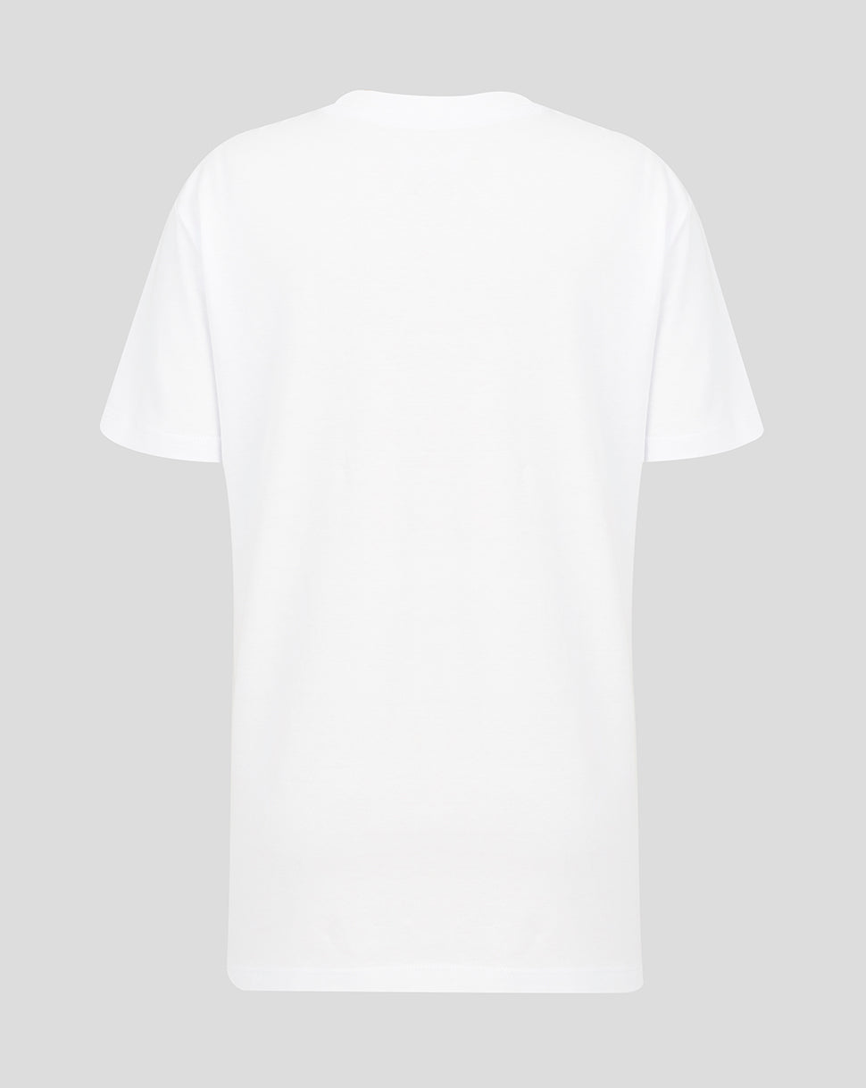 Back view of plain white junior Hong Kong Sevens T shirt.