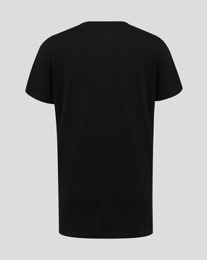 Back view of black Hong Kong Sevens junior T shirt showing plain fabric