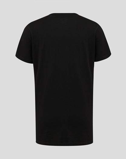 Back view of black Hong Kong Sevens junior T shirt showing plain fabric