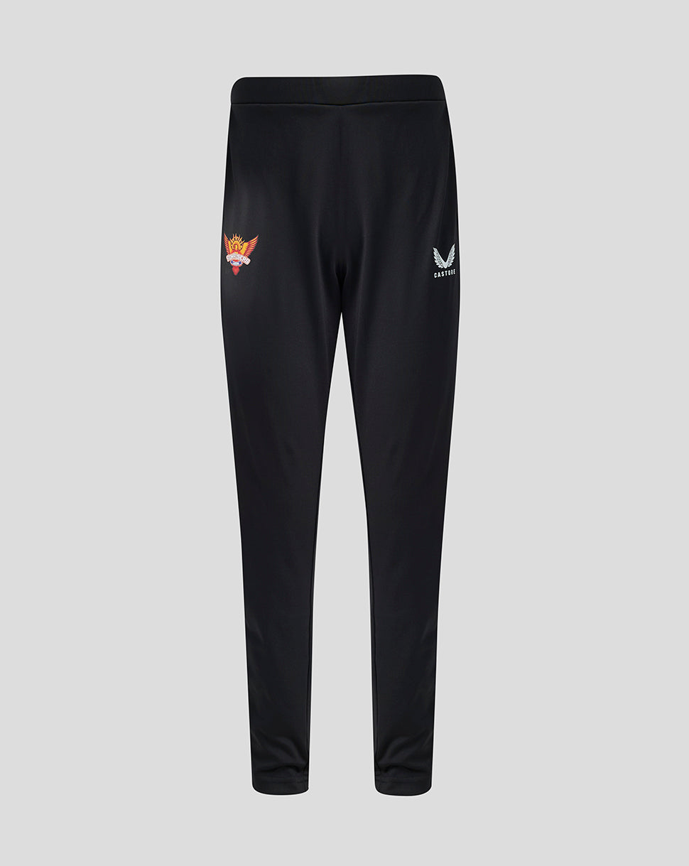 Sunrisers Leeds juniors black sub slim fit pants with crest on left leg and Castore logo on right leg