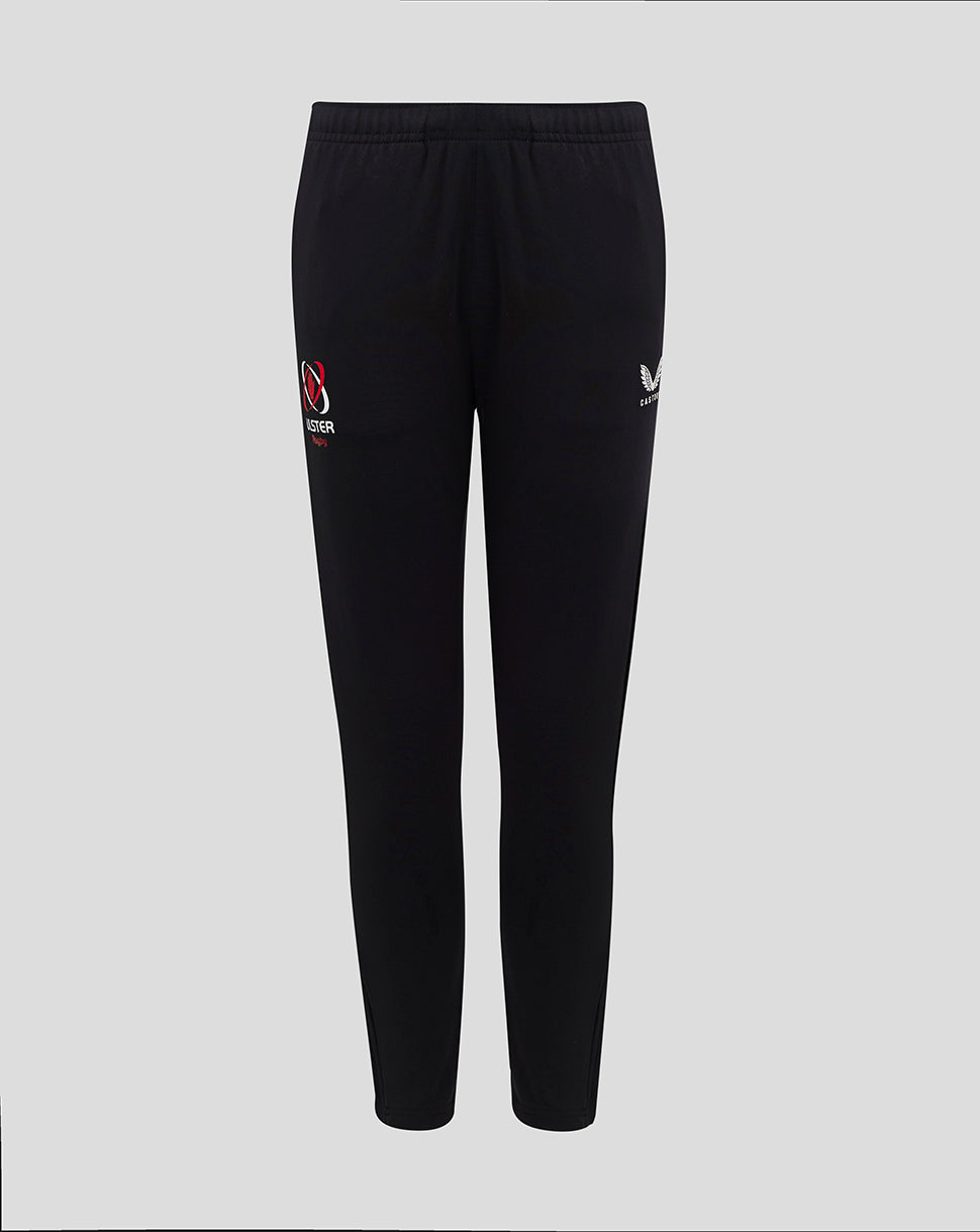 Black Ulster Junior 24/25 slim fit pants front view with Castore and Ulster Rugby branding on the legs