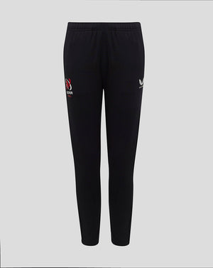 Black Ulster Junior 24/25 slim fit pants front view with Castore and Ulster Rugby branding on the legs