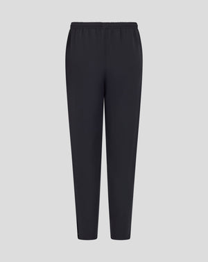 Front view of dark navy Leicester Tigers junior training track pants with an elastic waistband