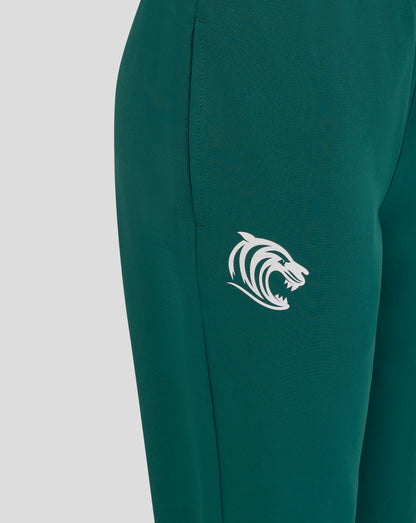 Green botanical Leicester Tigers junior training pant with a white tiger logo on the thigh.