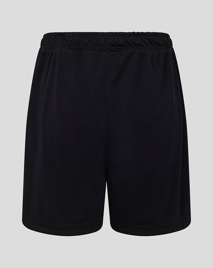 Junior Match Short in black Caviar with elastic waistband drawcord channel and heat sealed Castore logo