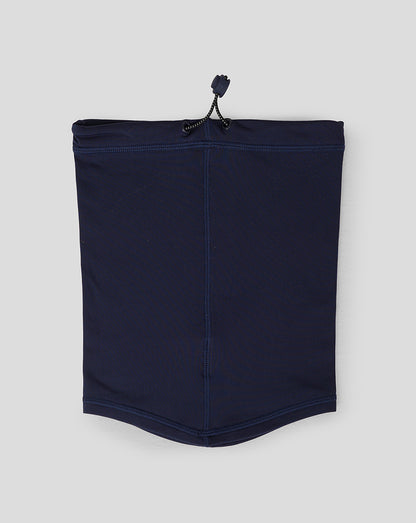 Front view of navy Junior Performance Snood pouch with white Castore logo