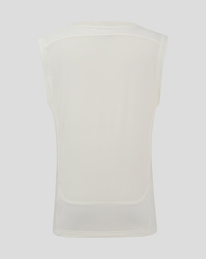 Back view of Cannoli Cream junior cricket vest with mesh back panel.