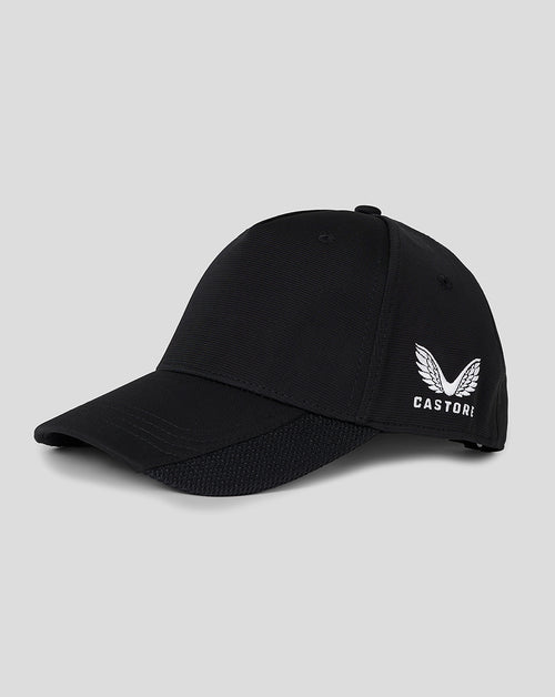 Black Junior Performance Cap with white wing logo on the side