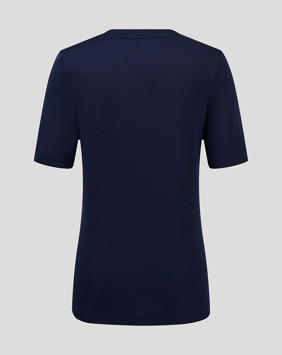 Back view of a navy gradient printed short sleeve training tee