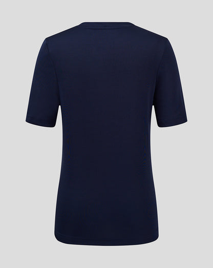 Back view of a navy gradient printed short sleeve training tee